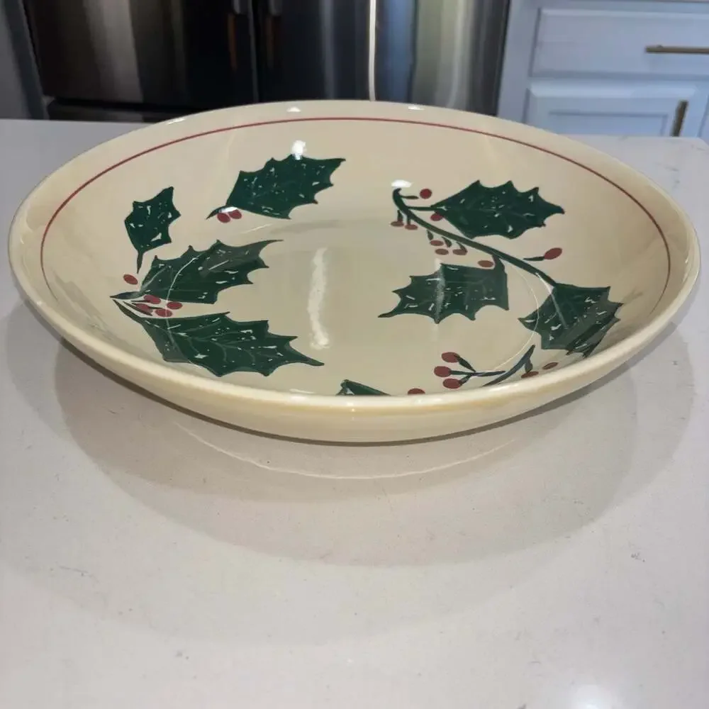 La Primula 12.5” Christmas Holly Bowl Salad Pasta Dish Made In Italy